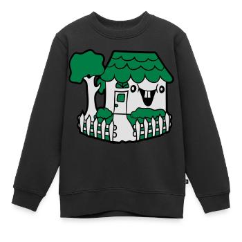 glücklich gesicht comic süß niedlich idyllisch zau - Kinder Premium Organic Sweatshirt - Schwarz - Vorne - AI Model Kid Female (0cm)