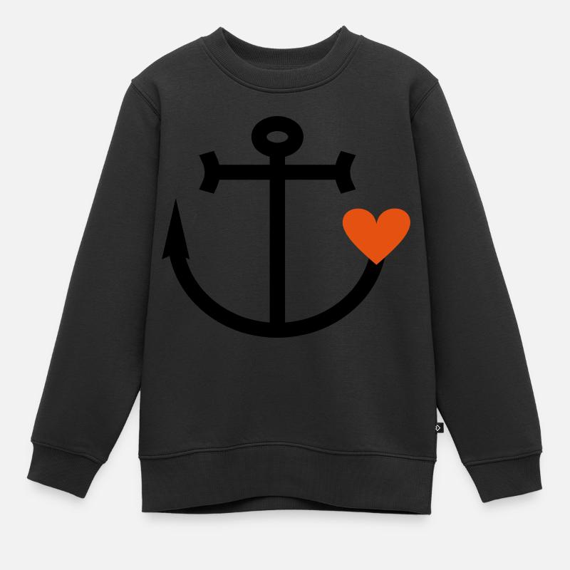 Mesdames ancre de coeur - Sweat Premium enfant bio - noir