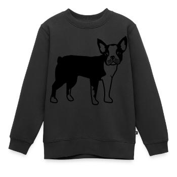 Boston Terrier - Kinder Premium Organic Sweatshirt - Schwarz - Vorne - AI Model Kid Female (0cm)