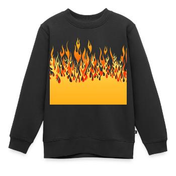 feu flamme flame mur - Sweat Premium enfant bio - noir - Devant - AI Model Kid Female (0cm)