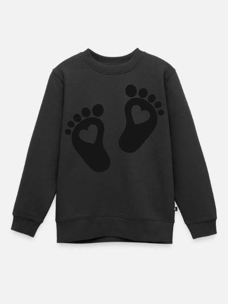 Bébé pieds parents fils enceinte bébé coeur - Sweat Premium enfant bio - noir