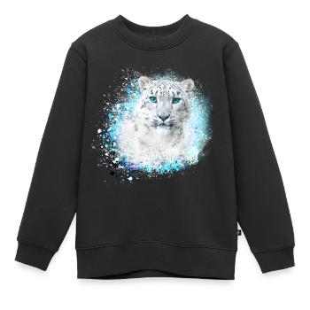 snow leopard, cat, leopard, graffiti, white, wildcat - Kids Premium Organic Sweatshirt - black - Front - AI Model Kid Female (0cm)