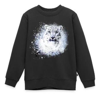 snow leopard,cat,leopard,white,wildcat - Kids Premium Organic Sweatshirt - black - Front - AI Model Kid Female (0cm)