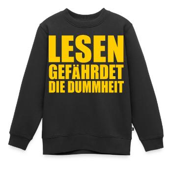 lesen gefährdet die dummheit - Kinder Premium Organic Sweatshirt - Schwarz - Vorne - AI Model Kid Female (0cm)