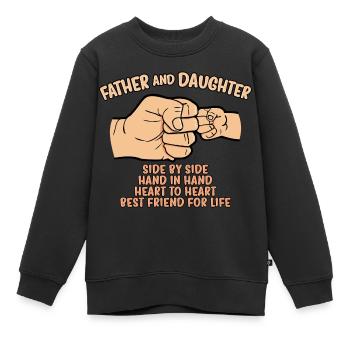 Vater und Tochter Fauststoß - Kinder Premium Organic Sweatshirt - Schwarz - Vorne - AI Model Kid Female (0cm)