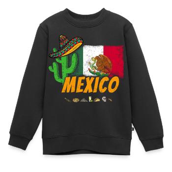 Mexiko Vintage Kaktus mit Fahne, Sombrero - Kinder Premium Organic Sweatshirt - Schwarz - Vorne - AI Model Kid Female (0cm)