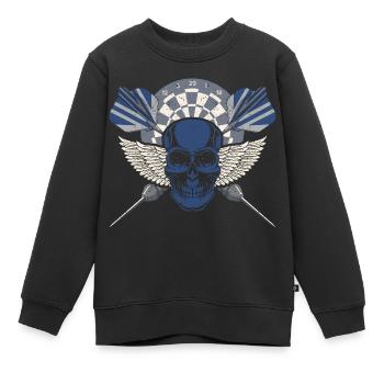 Skull Bullseye Joueur de fléchettes Backprint Joueur de fléchettes - Sweat Premium enfant bio - noir - Devant - AI Model Kid Female (0cm)