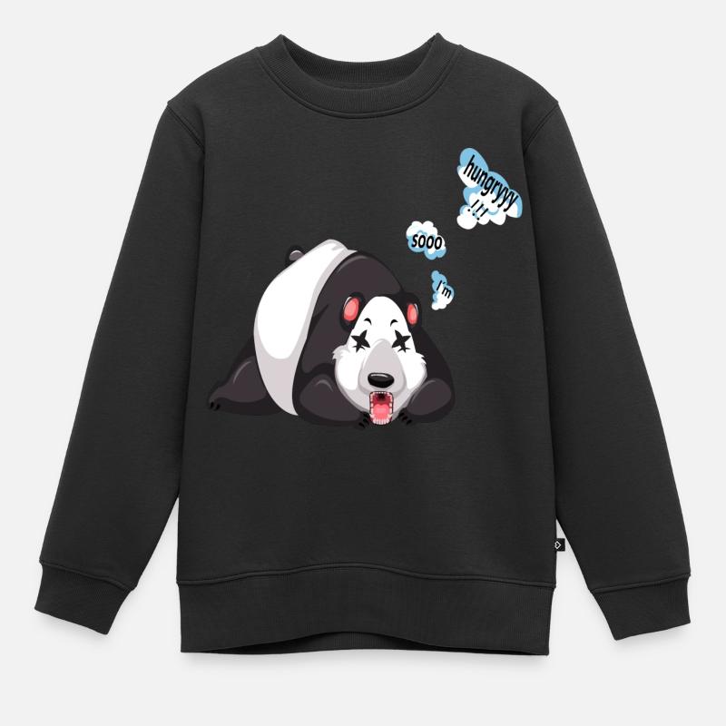 Panda je suis si affamé - Sweat Premium enfant bio - noir