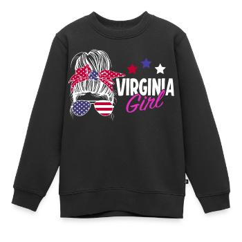 Virginia - Kinder Premium Organic Sweatshirt - Schwarz - Vorne - AI Model Kid Female (0cm)