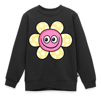 Spotted Yellow Summer Daisy Flower - Kids Premium Organic Sweatshirt - black - Front - AI Model Kid Female (0cm)