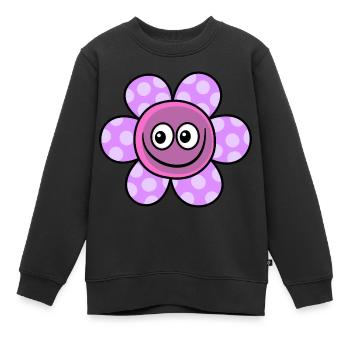 Spotted Lilac Daisy Flower Cartoon - Kids Premium Organic Sweatshirt - black - Front - AI Model Kid Female (0cm)