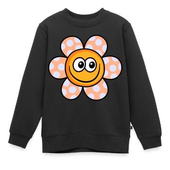 Happy Orange Daisy Flower Doodle - Kids Premium Organic Sweatshirt - black - Front - AI Model Kid Female (0cm)