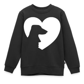 Cœur de chien J’aime le cadeau de cœur de teckel teckel - Sweat Premium enfant bio - noir - Devant - AI Model Kid Female (0cm)