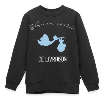 bébé en cours de livraison garçon - Sweat Premium enfant bio - noir - Devant - AI Model Kid Female (0cm)