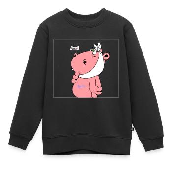 zahn schmerzen zahnarzt nilpferd hippo kinder arzt - Kinder Premium Organic Sweatshirt - Schwarz - Vorne - AI Model Kid Female (0cm)