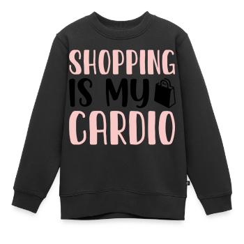 Le shopping est mon Cardio - Sweat Premium enfant bio - noir - Devant - AI Model Kid Female (0cm)