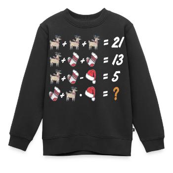Ugly Xmas, Weihnachten, Mathematik, Aufgabe Mathe - Kinder Premium Organic Sweatshirt - Schwarz - Vorne - AI Model Kid Female (0cm)