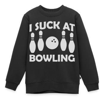 I suck at bowling - Kinder Premium Organic Sweatshirt - Schwarz - Vorne - AI Model Kid Female (0cm)