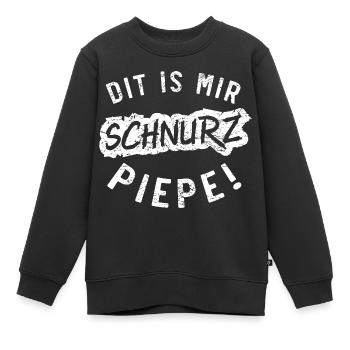 Dit is mir Schnurz Piepe Grunge white - Kinder Premium Organic Sweatshirt - Schwarz - Vorne - AI Model Kid Female (0cm)