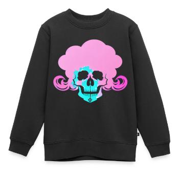 Feuerschädel Rauch pink Skelett Flammen 10 - Kinder Premium Organic Sweatshirt - Schwarz - Vorne - AI Model Kid Female (0cm)