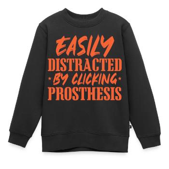 Facilement distrait en cliquant sur la prothèse - - Sweat Premium enfant bio - noir - Devant - AI Model Kid Female (0cm)
