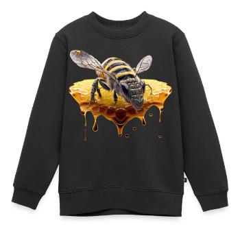 Nid d’abeille - Sweat Premium enfant bio - noir - Devant - AI Model Kid Female (0cm)