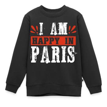 ICH BIN GLÜCKLICH IN PARIS - Kinder Premium Organic Sweatshirt - Schwarz - Vorne - AI Model Kid Female (0cm)