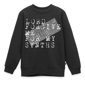 Seigneur pardonne-moi pour mes synthés - Sweat Premium enfant bio - noir - Devant - AI Model Kid Female (0cm)