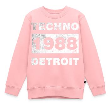 MUSIQUE TECHNO BLANC - Sweat Premium enfant bio - rose - Devant - AI Model Kid Female (0cm)