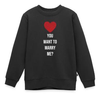 Demande en mariage en sweat à capuche - Sweat Premium enfant bio - noir - Devant - AI Model Kid Female (0cm)