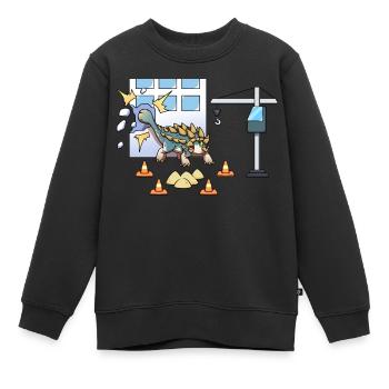 Grue de chantier Ankylosaurus cool Dino - Sweat Premium enfant bio - noir - Devant - AI Model Kid Female (0cm)