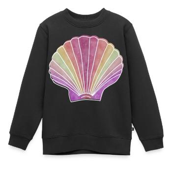 « Pétoncles », Boho Line Art Design, « Coquillages » - Sweat Premium enfant bio - noir - Devant - AI Model Kid Female (0cm)