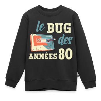 le bug des années 80 - Sweat Premium enfant bio - noir - Devant - AI Model Kid Female (0cm)