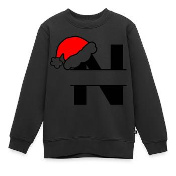Alphabet Noël Lettre N a personnaliser - Sweat Premium enfant bio - noir - Devant - AI Model Kid Female (0cm)