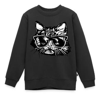 Katzenkopf Sonnenbrille Zeichnung 1 A - Kinder Premium Organic Sweatshirt - Schwarz - Vorne - AI Model Kid Female (0cm)