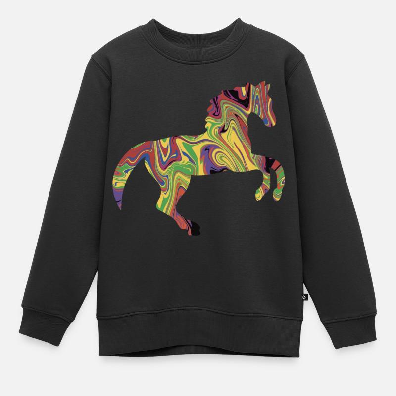 Cheval coloré - Sweat Premium enfant bio - noir