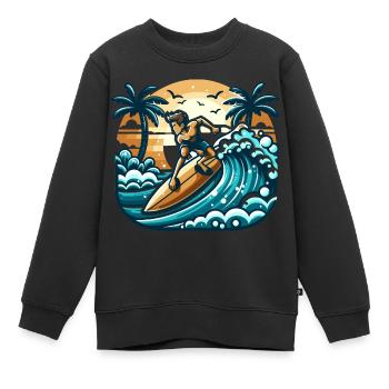 Les surfeurs en action - Sweat Premium enfant bio - noir - Devant - AI Model Kid Female (0cm)