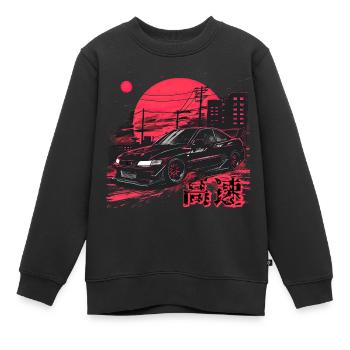 Schwarzer Lancer Evo | Klassisches JDM - Kinder Premium Organic Sweatshirt - Schwarz - Vorne - AI Model Kid Female (0cm)