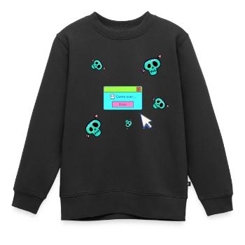 Game over,nerd, computer game,gamer, game - Kids Premium Organic Sweatshirt - black - Front - AI Model Kid Female (0cm)