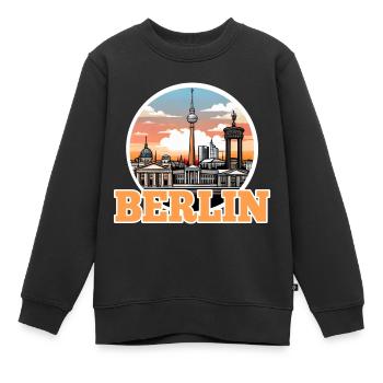 Ligne d’horizon de Berlin - Sweat Premium enfant bio - noir - Devant - AI Model Kid Female (0cm)