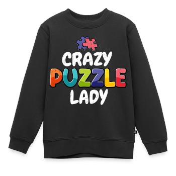 Crazy Puzzle Lady Piece Jigsaw Puzzle - Kinder Premium Organic Sweatshirt - Schwarz - Vorne - AI Model Kid Female (0cm)