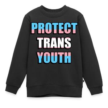 Schützen Sie Trans-Jugendliche - Kinder Premium Organic Sweatshirt - Schwarz - Vorne - AI Model Kid Female (0cm)