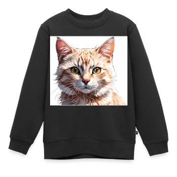 Katze Zeichnung - Kinder Premium Organic Sweatshirt - Schwarz - Vorne - AI Model Kid Female (0cm)