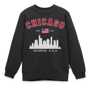 Chicago, Illinois, Est 1837 - Sweat Premium enfant bio - noir - Devant - AI Model Kid Female (0cm)