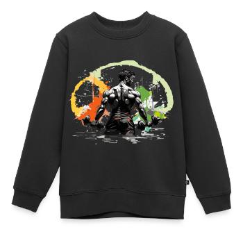 gym freak - Kinder Premium Organic Sweatshirt - Schwarz - Vorne - AI Model Kid Female (0cm)