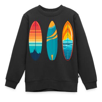 Surfbrett - Kinder Premium Organic Sweatshirt - Schwarz - Vorne - AI Model Kid Female (0cm)