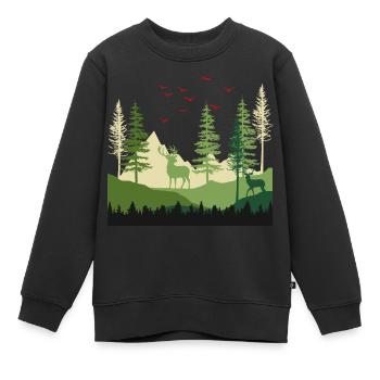 Escapade Sérénité en forêt - Sweat Premium enfant bio - noir - Devant - AI Model Kid Female (0cm)