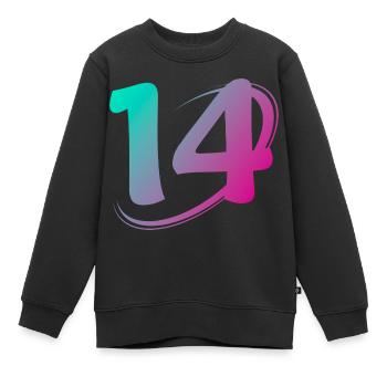 Nummer 14 mehrfarbig - Kinder Premium Organic Sweatshirt - Schwarz - Vorne - AI Model Kid Female (0cm)
