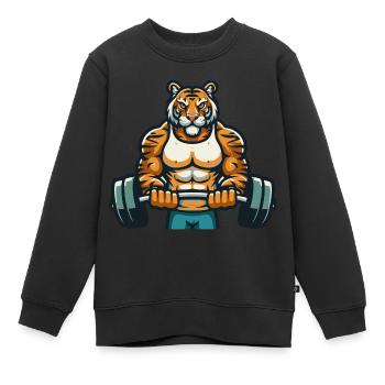 TIGER FITNESSSTUDIO - Kinder Premium Organic Sweatshirt - Schwarz - Vorne - AI Model Kid Female (0cm)
