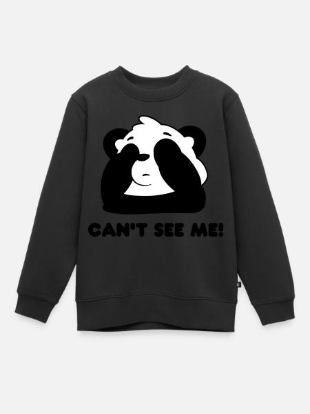 Panda Design « JE NE PEUX PAS ME VOIR » - Sweat Premium enfant bio - noir